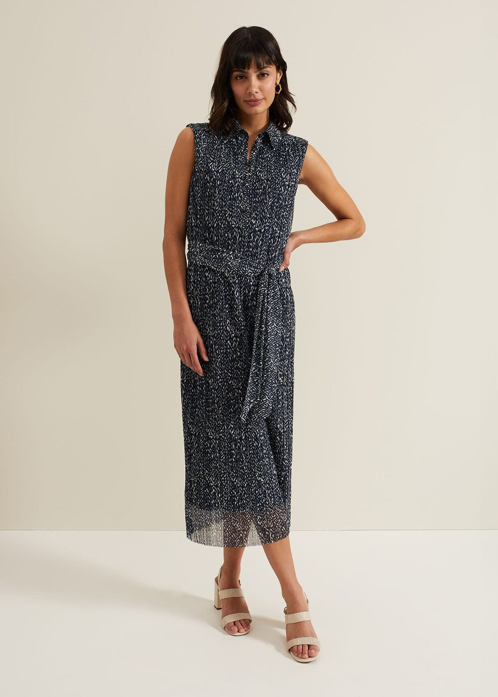Adia Navy Jersey Shirt Dress - Navy