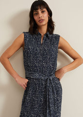 Adia Navy Jersey Shirt Dress - Navy