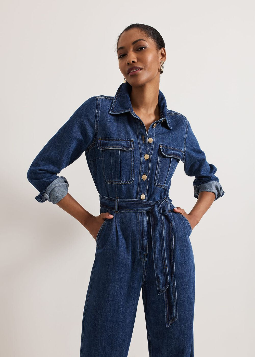 Avalon Denim Utility Jumpsuit - Dark Wash