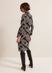 Margot Black Jersey Fitted Midi Dress - Black