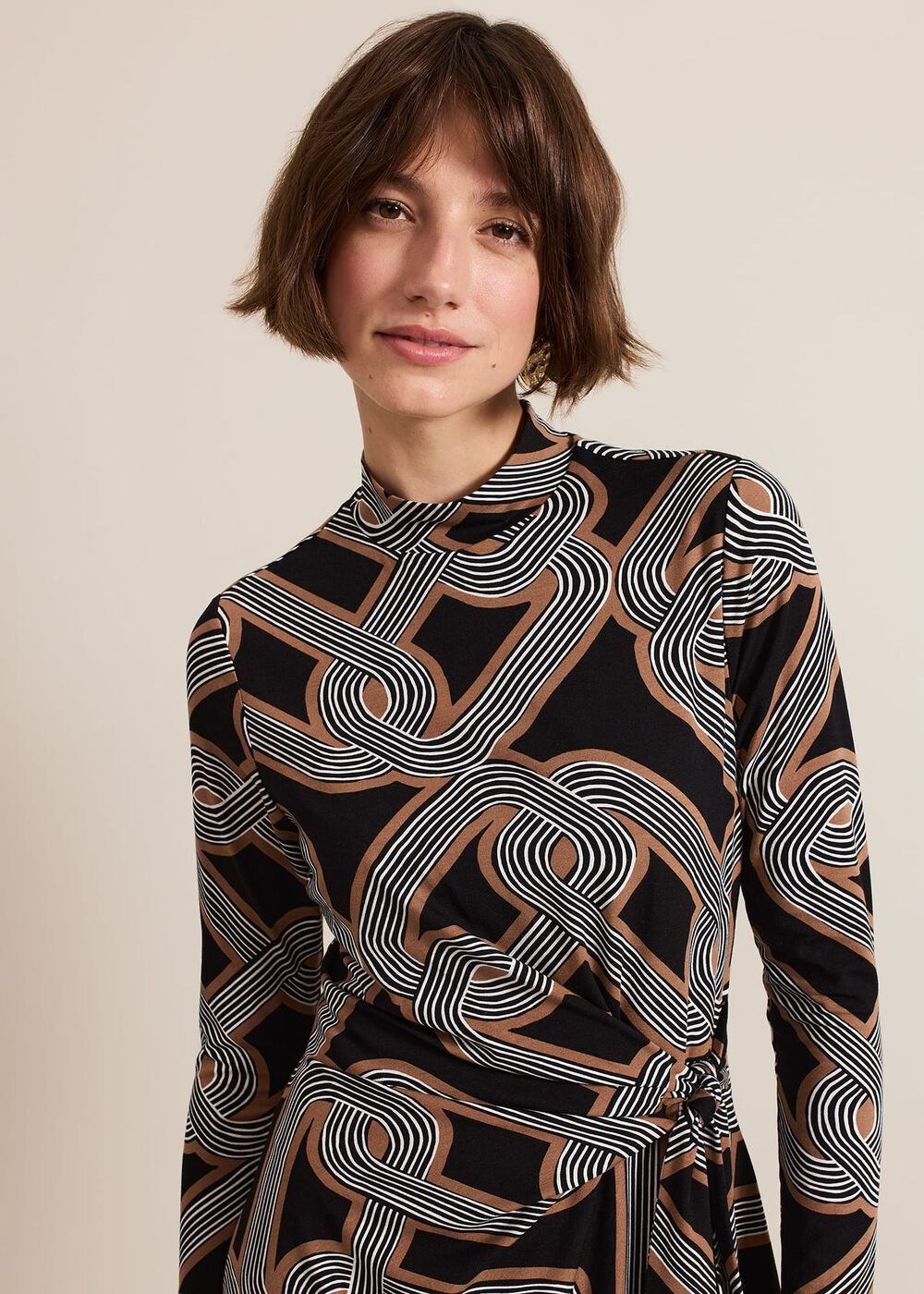 Margot Black Jersey Fitted Midi Dress - Black