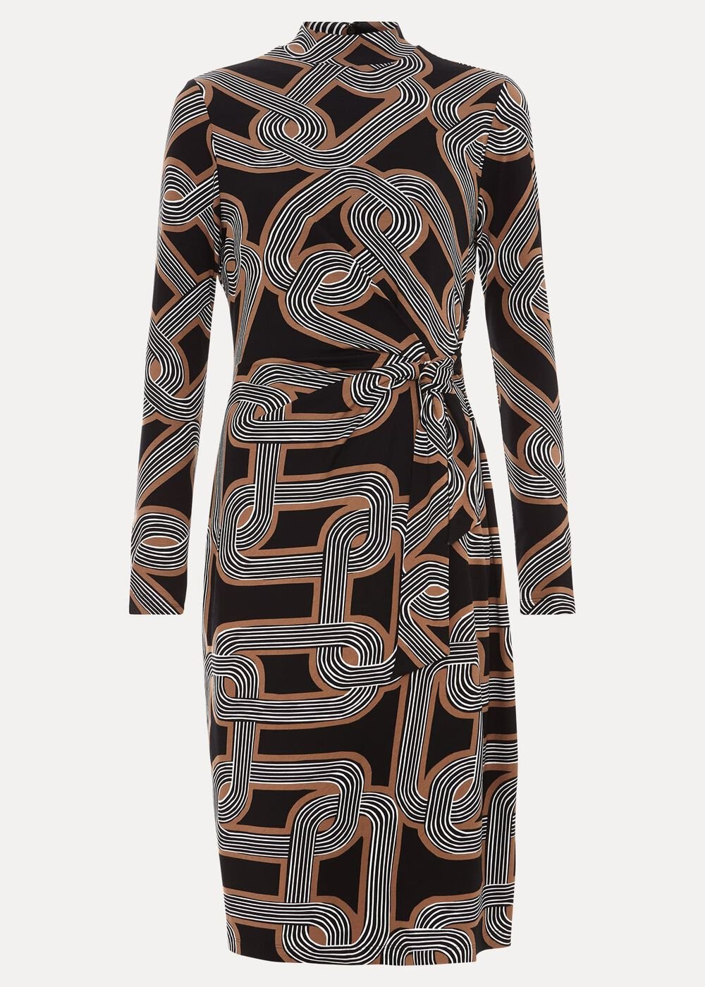 Margot Black Jersey Fitted Midi Dress - Black
