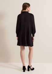 Petite Tila Black Satin Shirt Dress - Black