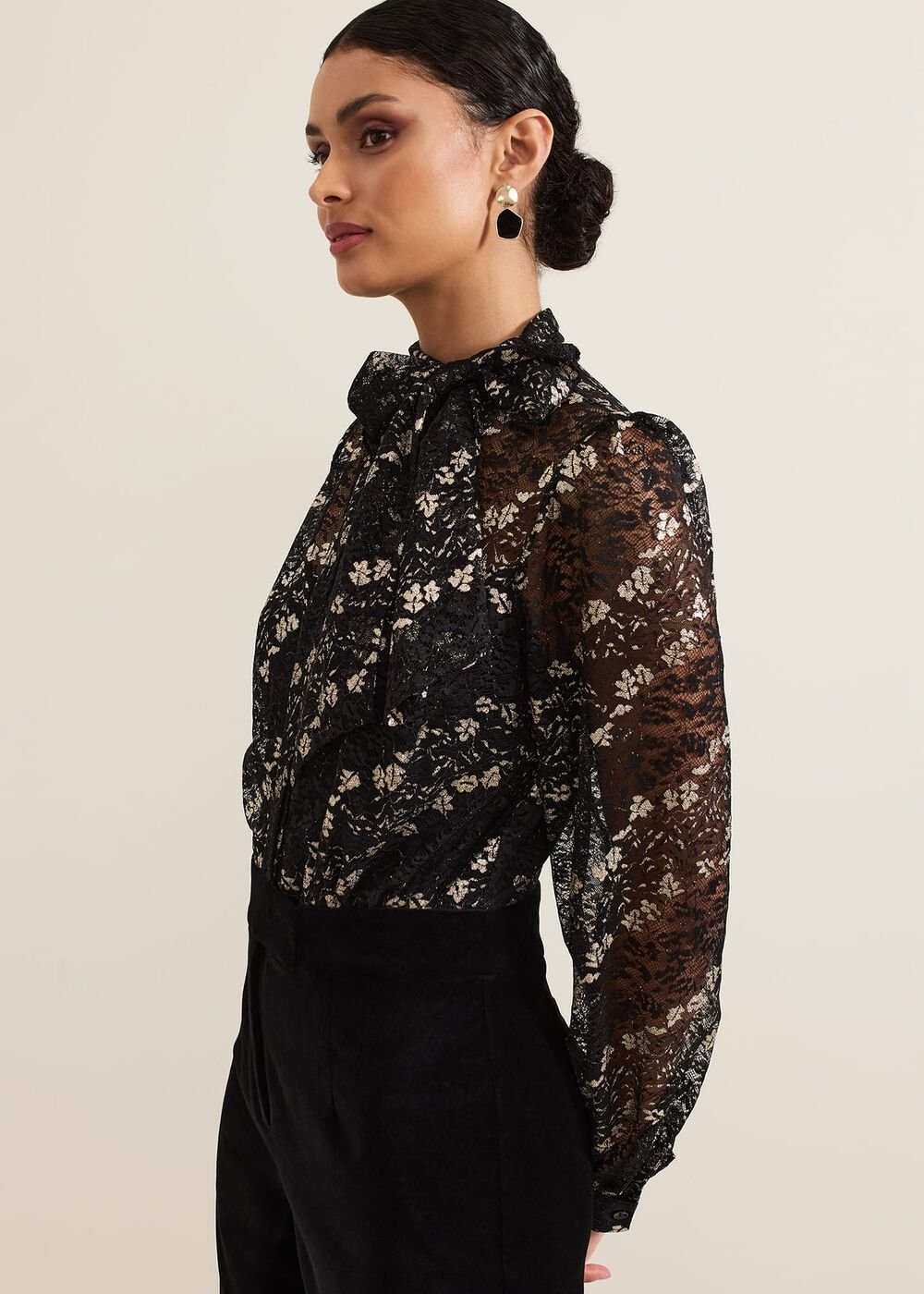 Morilla Lace Top Jumpsuit - Black/Multi