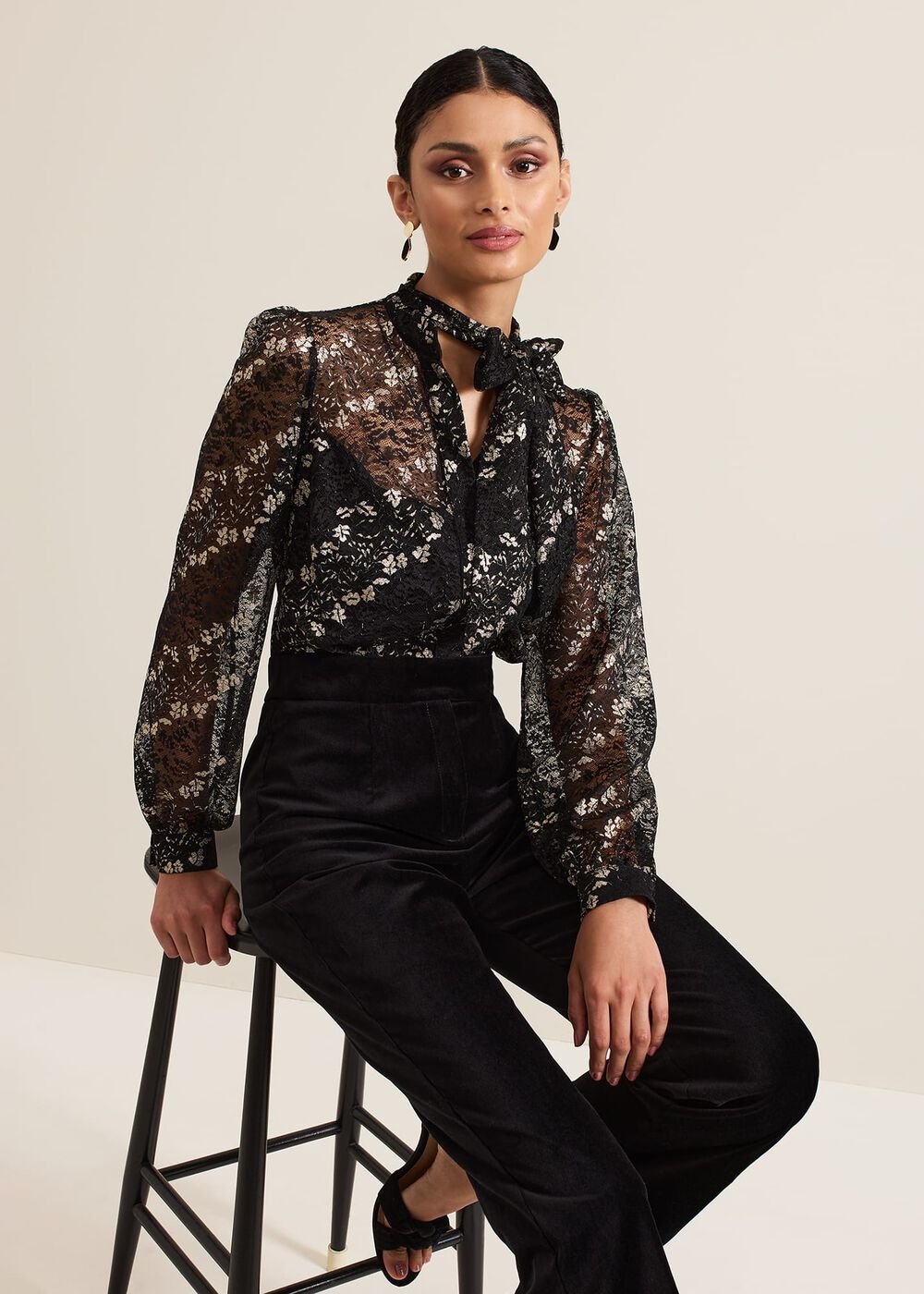 Morilla Lace Top Jumpsuit - Black/Multi