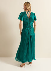Abbey Green Satin Maxi Dress - Green