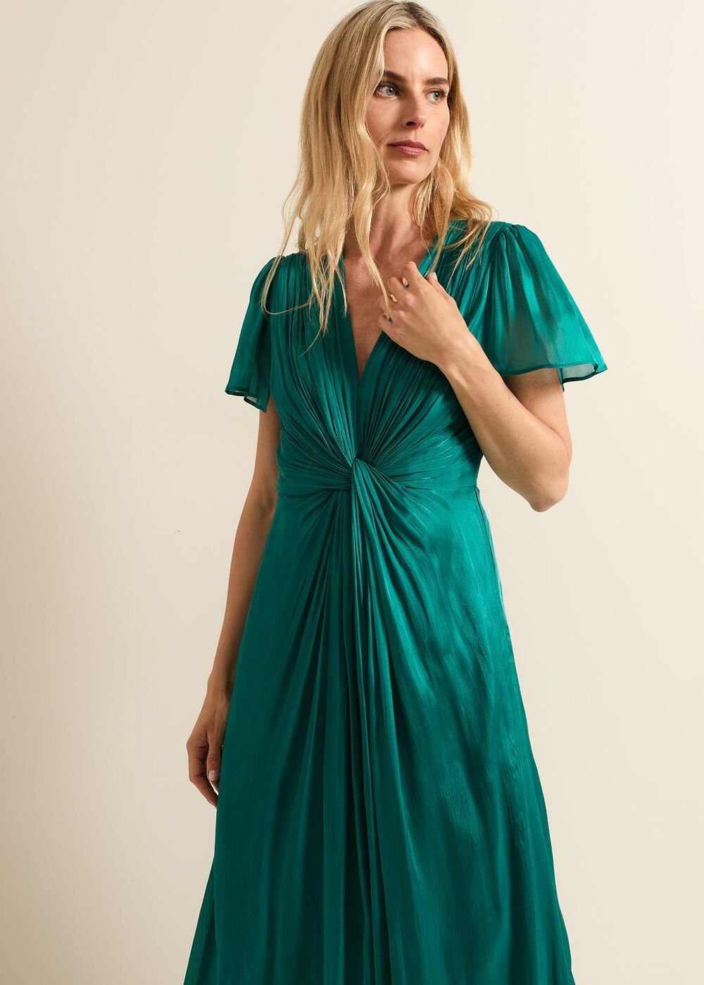 Abbey Green Satin Maxi Dress - Green