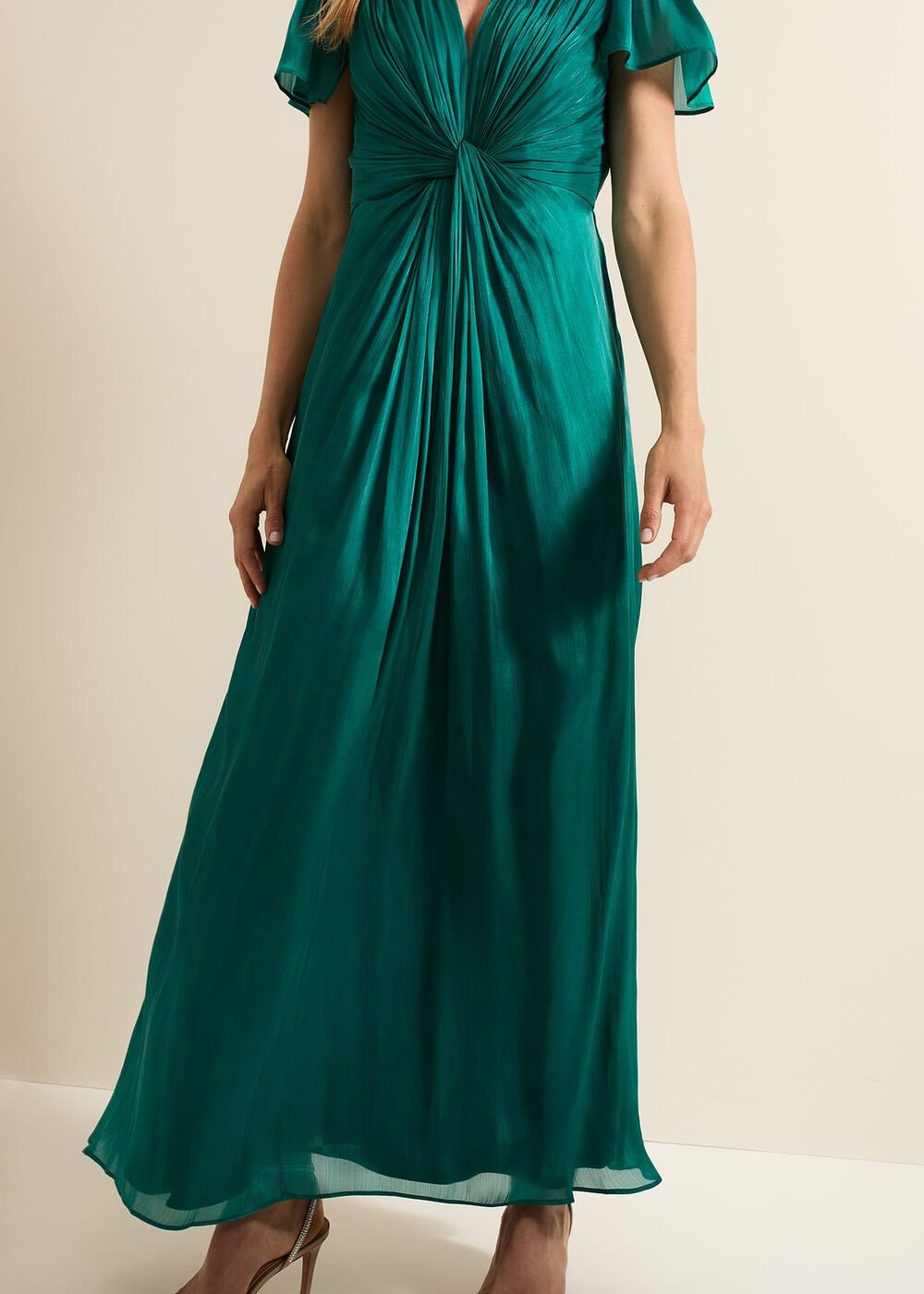 Abbey Green Satin Maxi Dress - Green