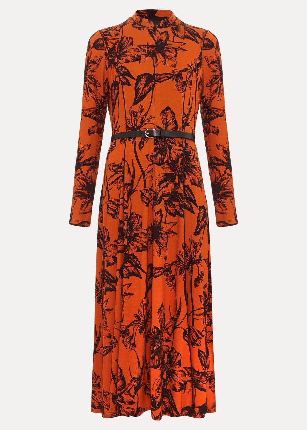 Krissy Floral Piped Midi Dress - Tan