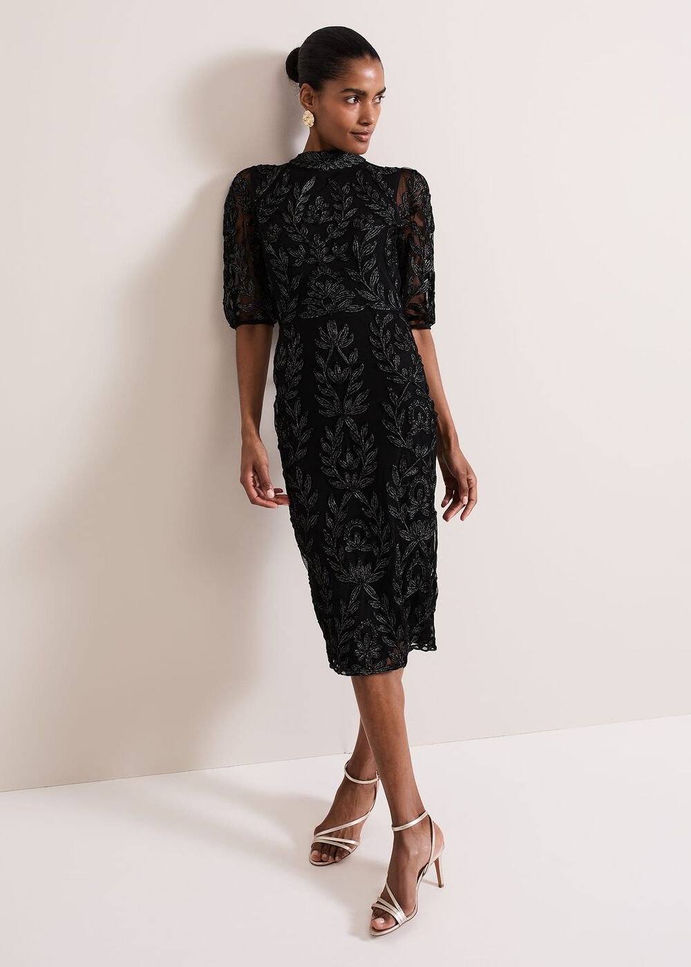 Misha Tapework Shimmer Dress - Black