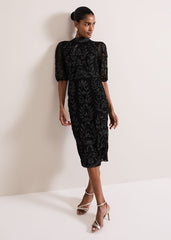 Misha Tapework Shimmer Dress - Black