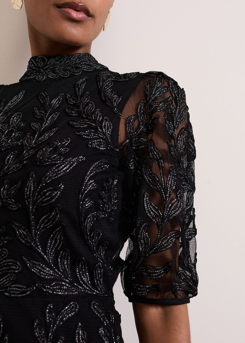 Misha Tapework Shimmer Dress - Black
