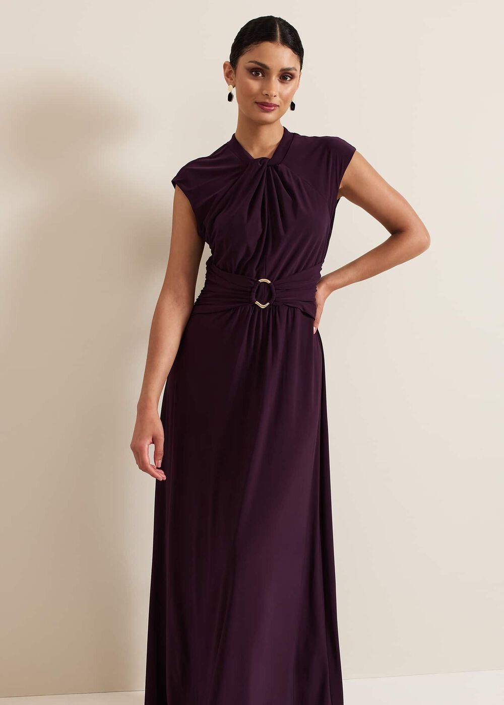 Tolly Burgundy Jersey Maxi Dress - Burgundy