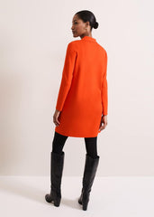 Azealia Fine Knit Collared Tunic Dress - Orange