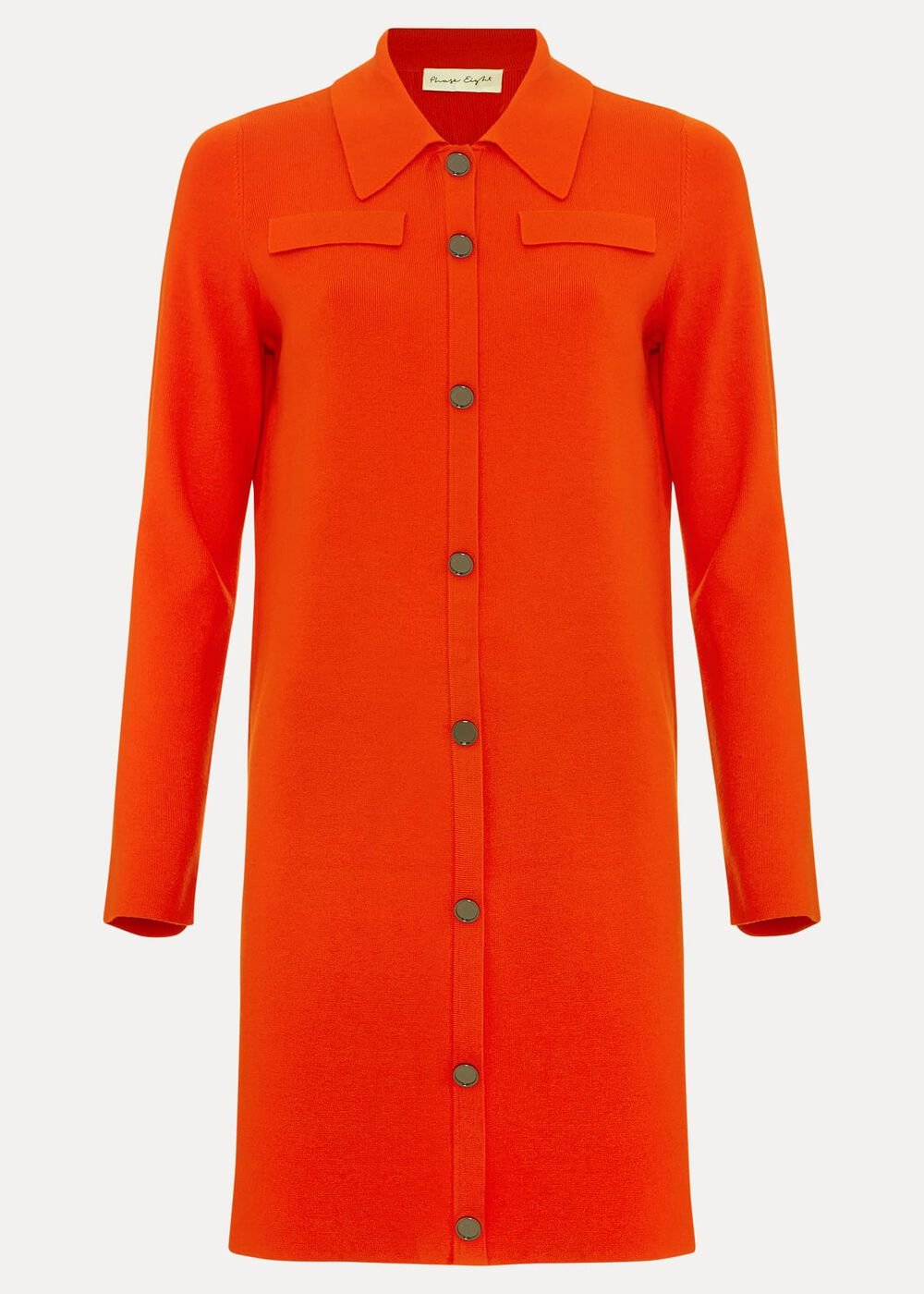Azealia Fine Knit Collared Tunic Dress - Orange