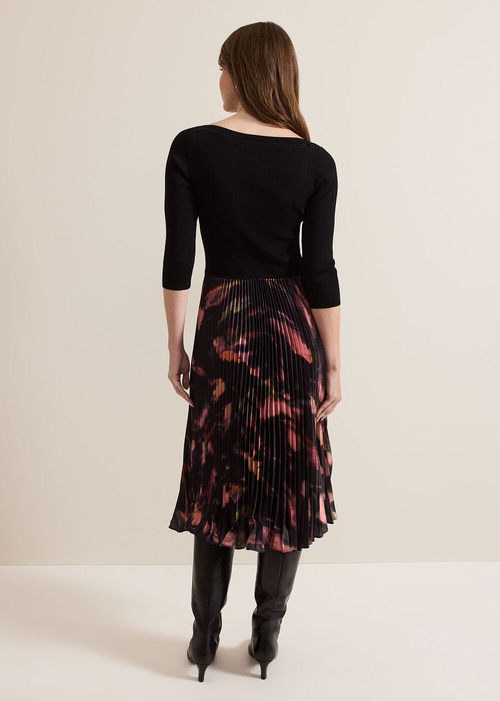 Petite Rhea Woven Hem Abstract Dress - Multi-Coloured