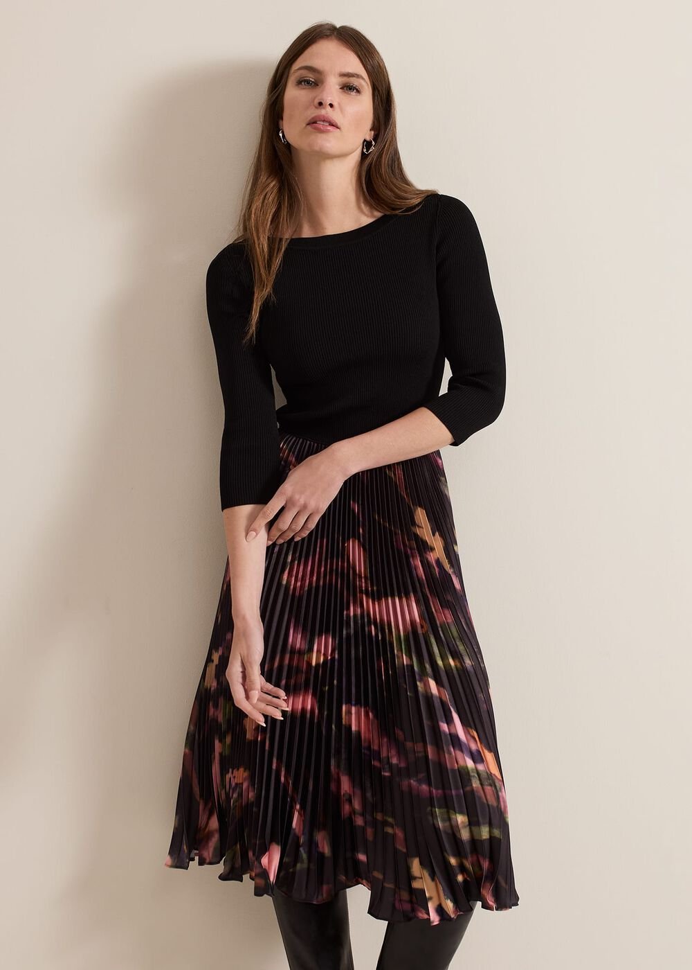 Petite Rhea Woven Hem Abstract Dress - Multi-Coloured