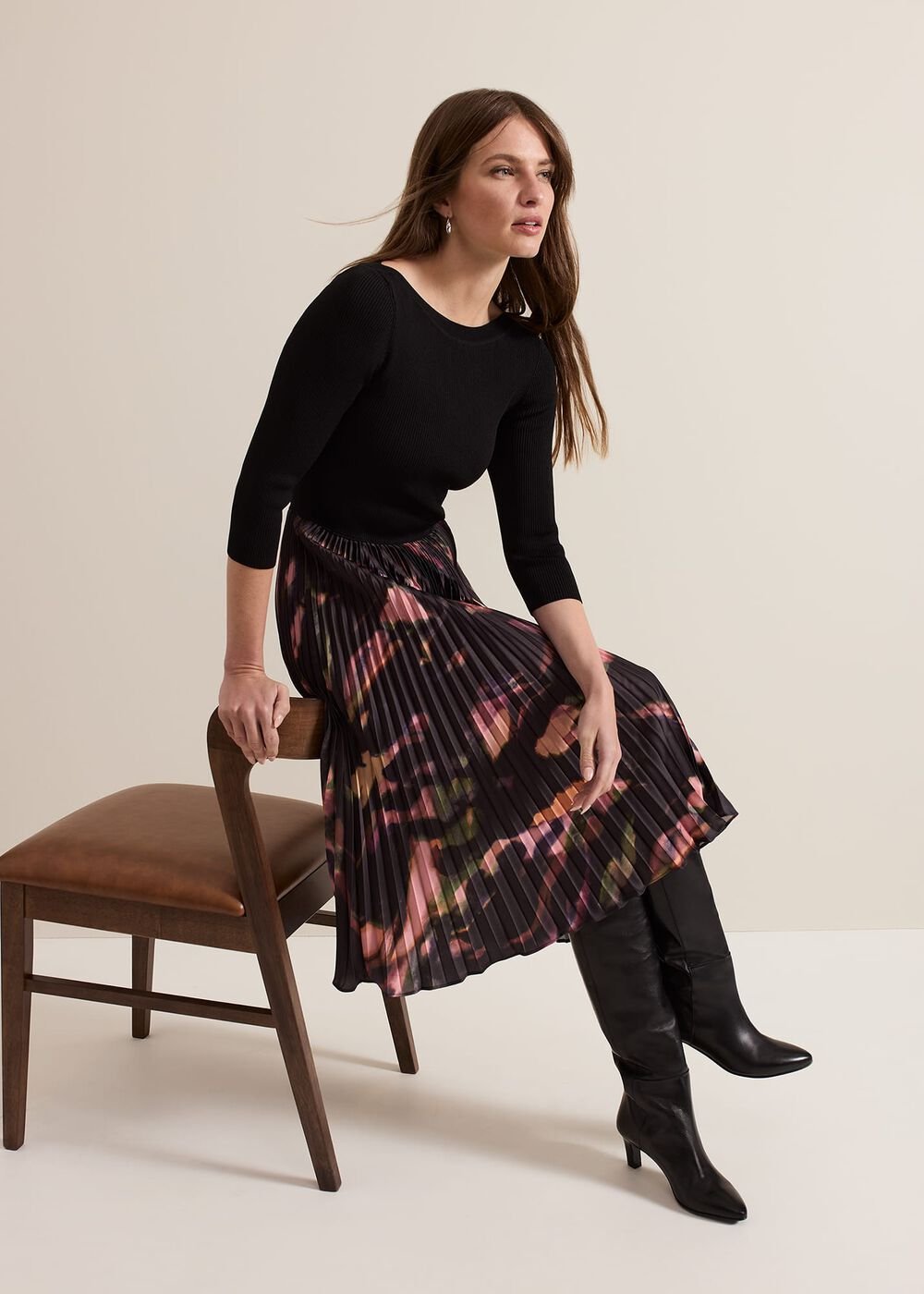 Petite Rhea Woven Hem Abstract Dress - Multi-Coloured