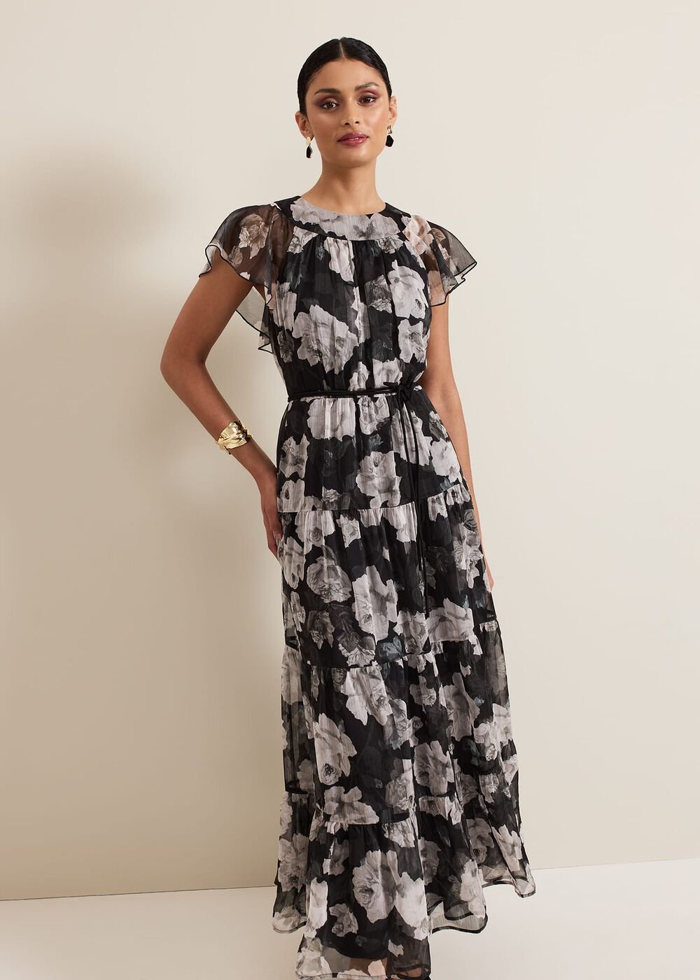 Jordine Floral Print Midaxi Dress - Multi-Coloured