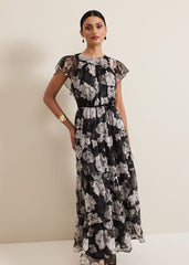 Jordine Floral Print Midaxi Dress - Multi-Coloured