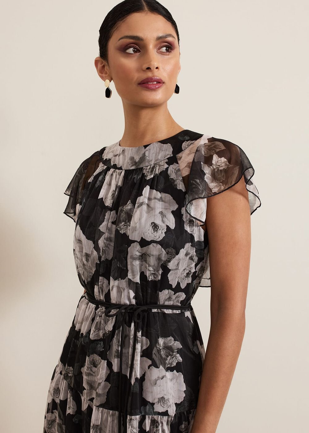 Jordine Floral Print Midaxi Dress - Multi-Coloured