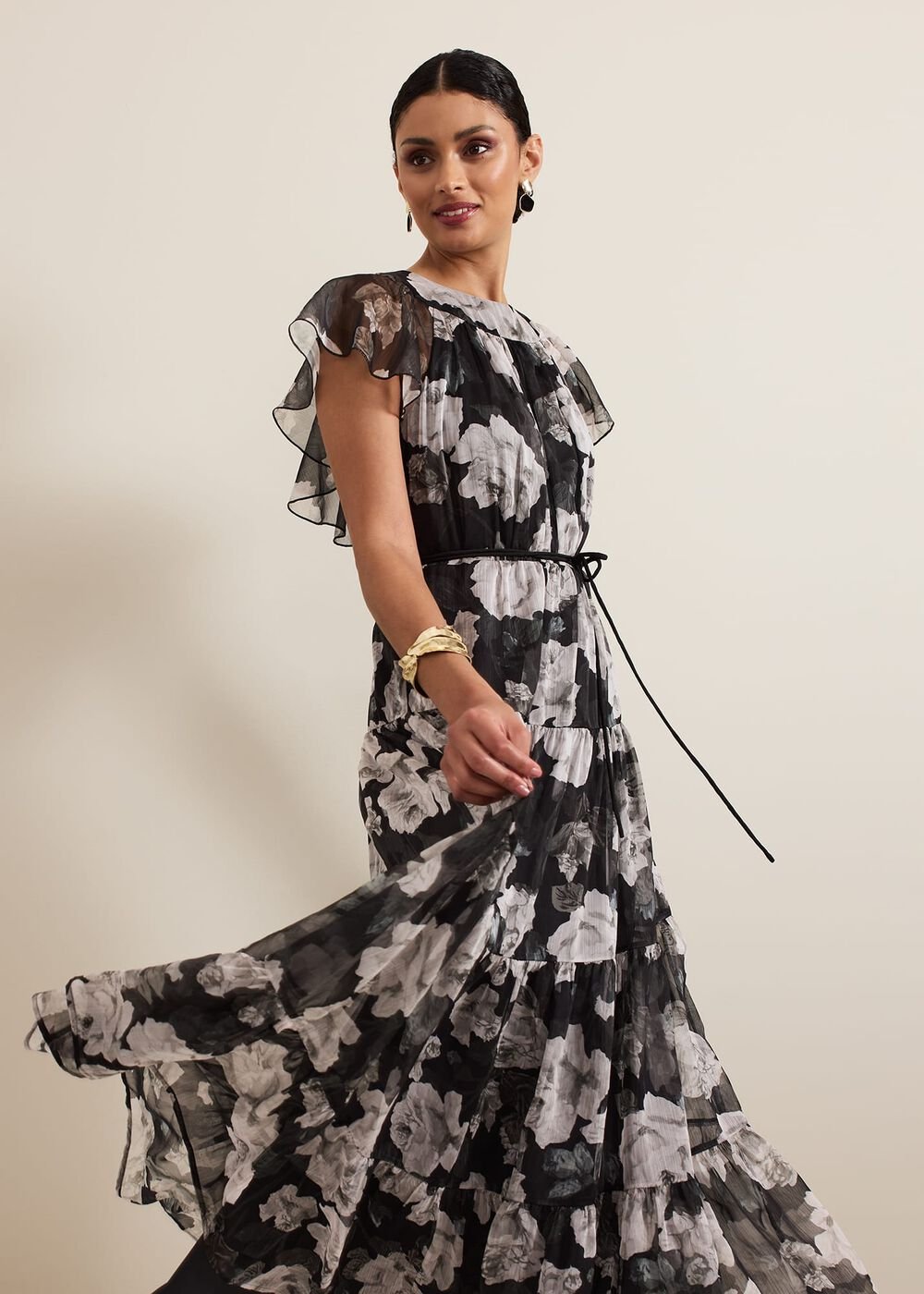 Jordine Floral Print Midaxi Dress - Multi-Coloured