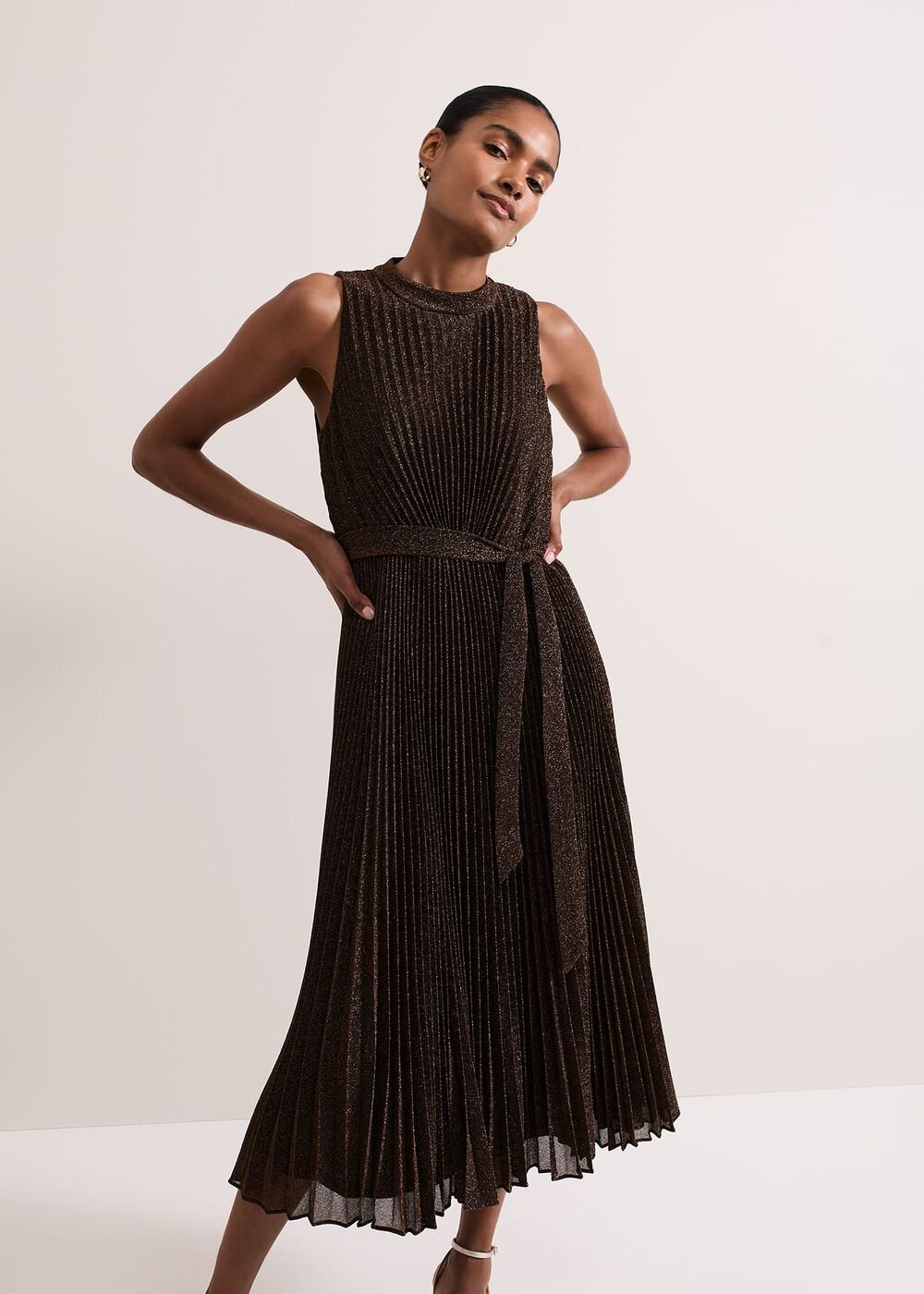 Simara Sparkle Pleat Dress - Multi-Coloured
