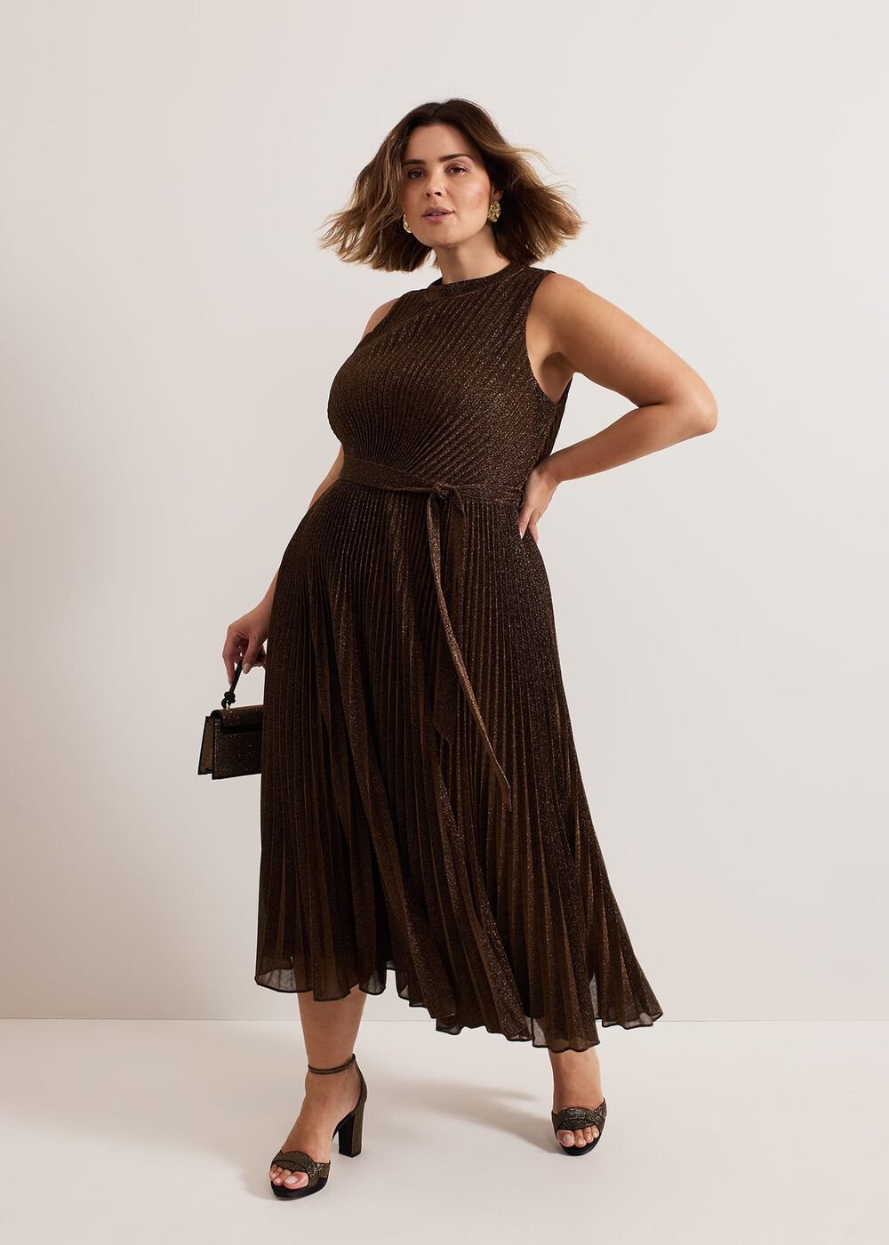 Simara Sparkle Pleat Dress - Multi-Coloured