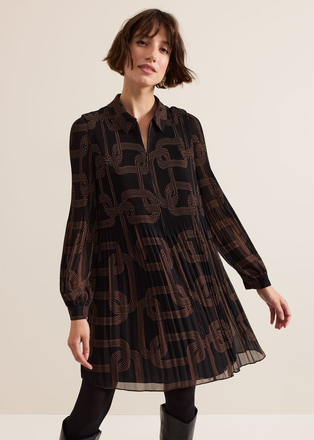 Ella Black Chain Swing Dress - Black