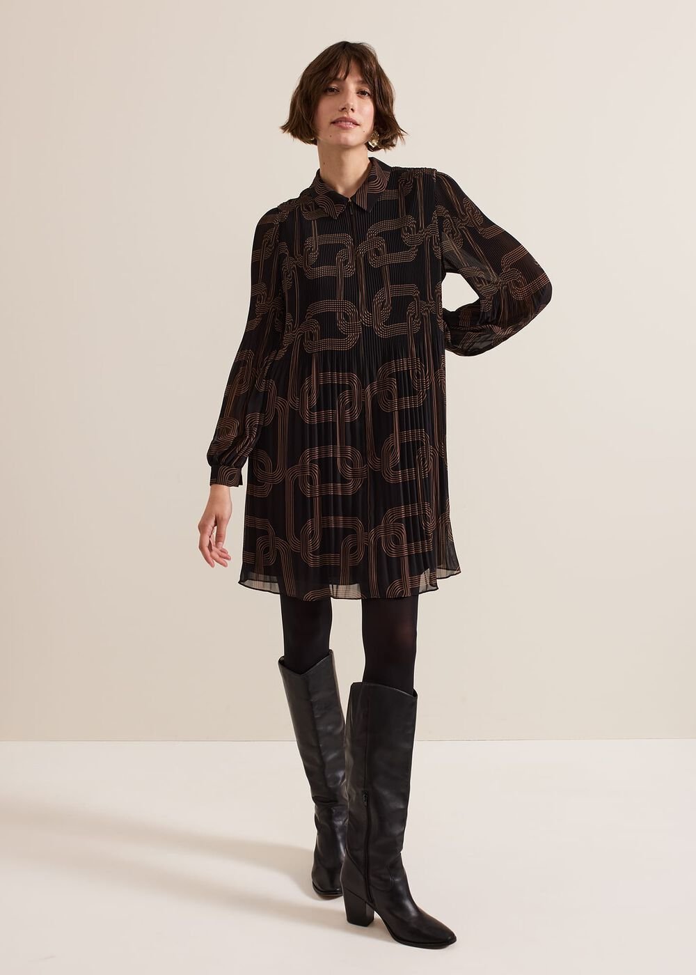 Ella Black Chain Swing Dress - Black