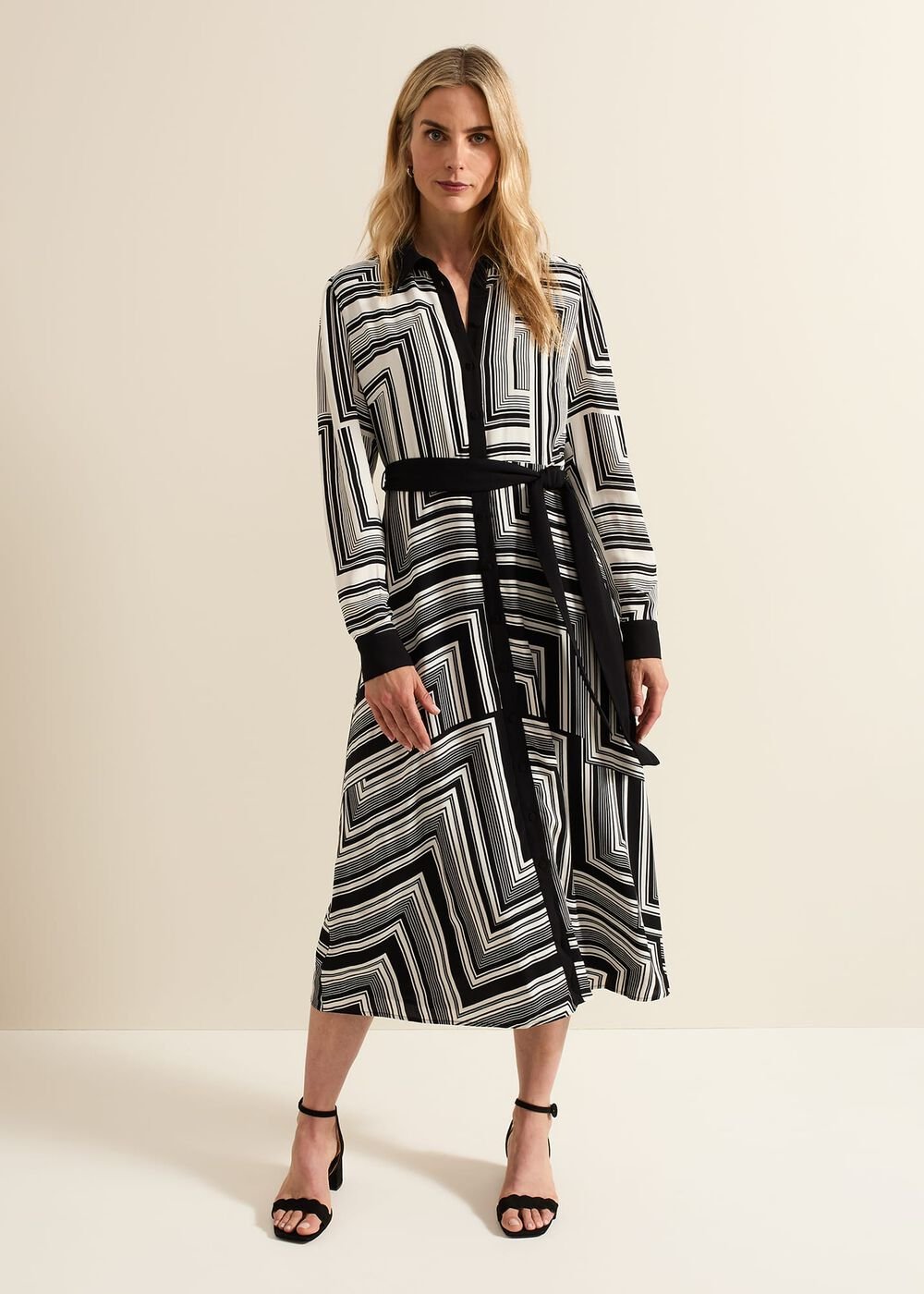 Pia Striped Midaxi Dress - Black Multi