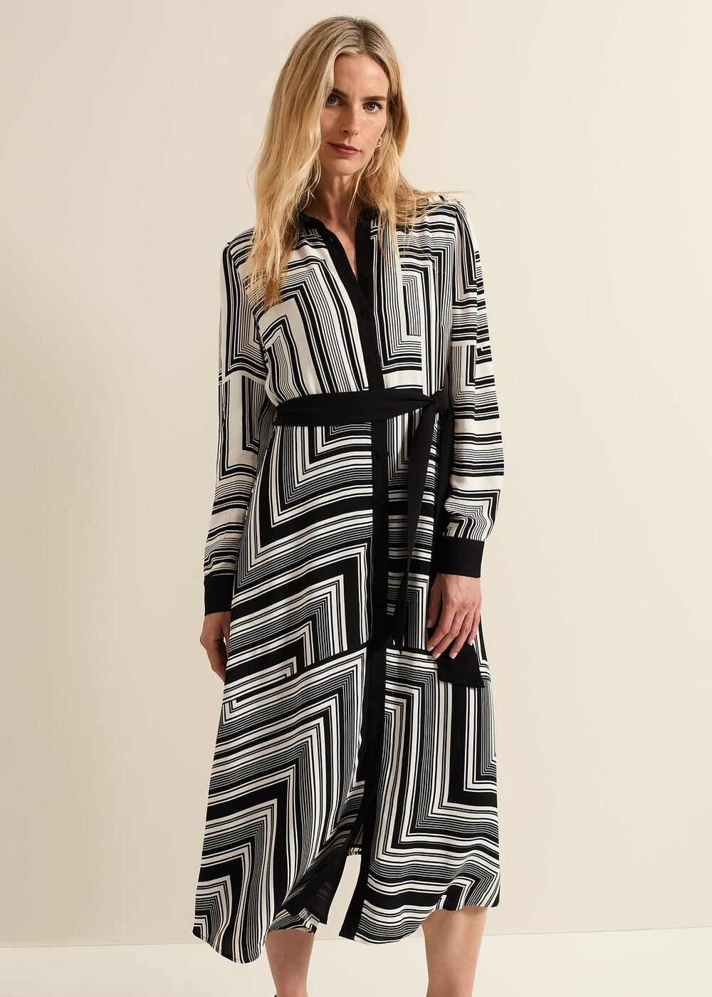 Pia Striped Midaxi Dress - Black Multi