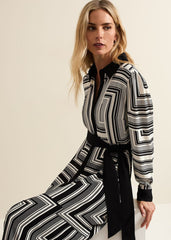 Pia Striped Midaxi Dress - Black Multi