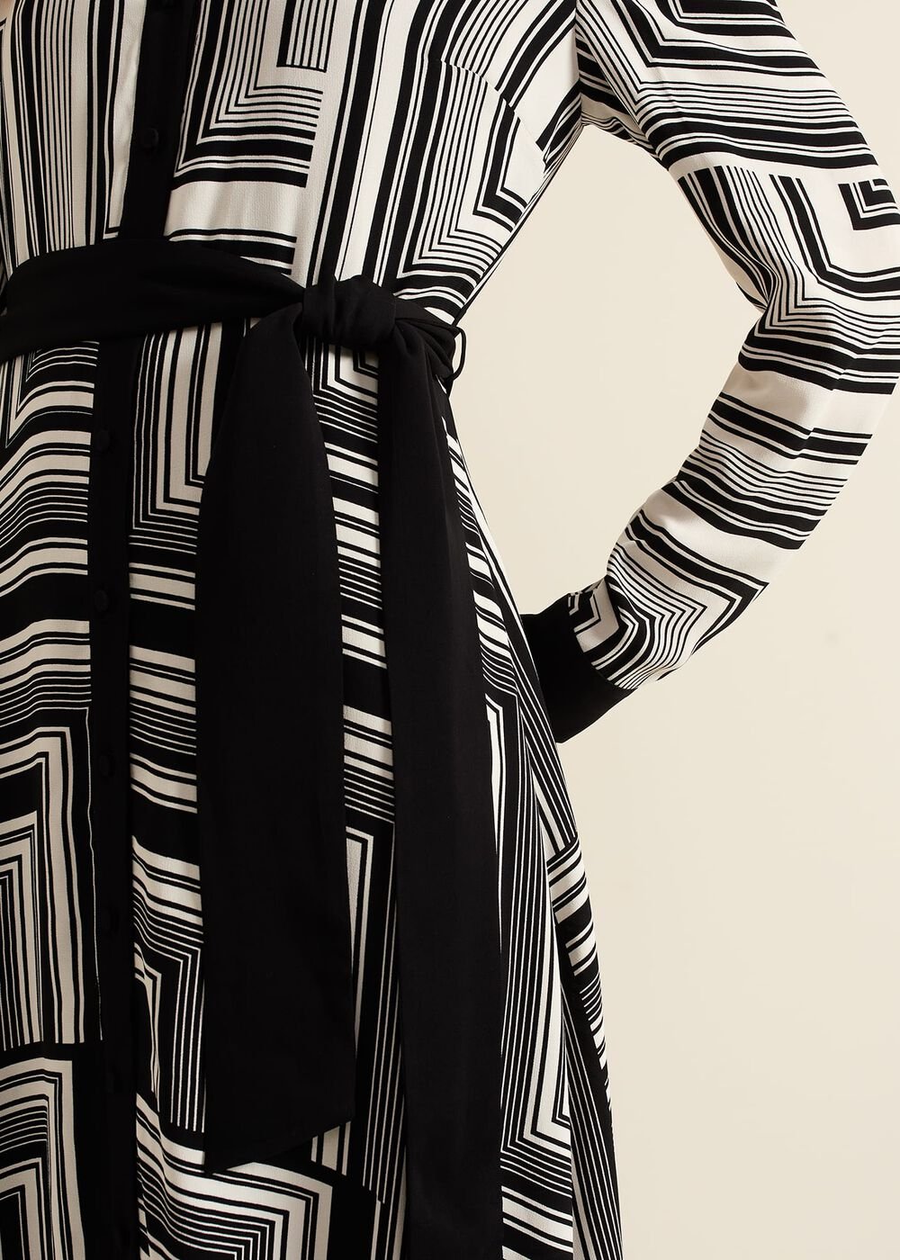 Pia Striped Midaxi Dress - Black Multi