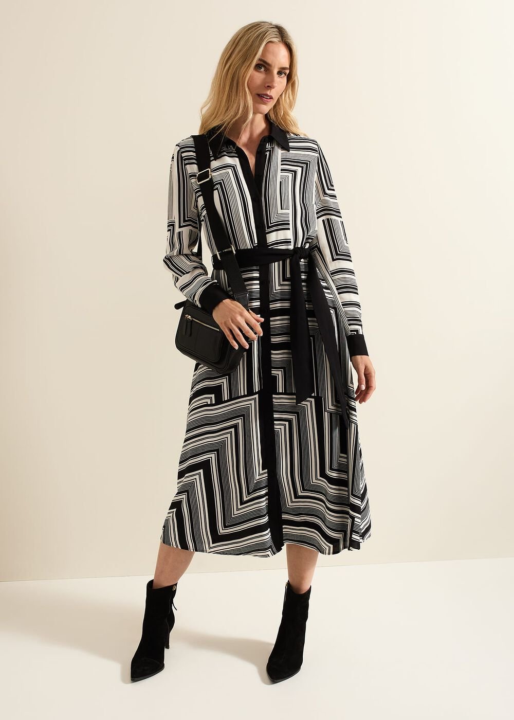 Pia Striped Midaxi Dress - Black Multi