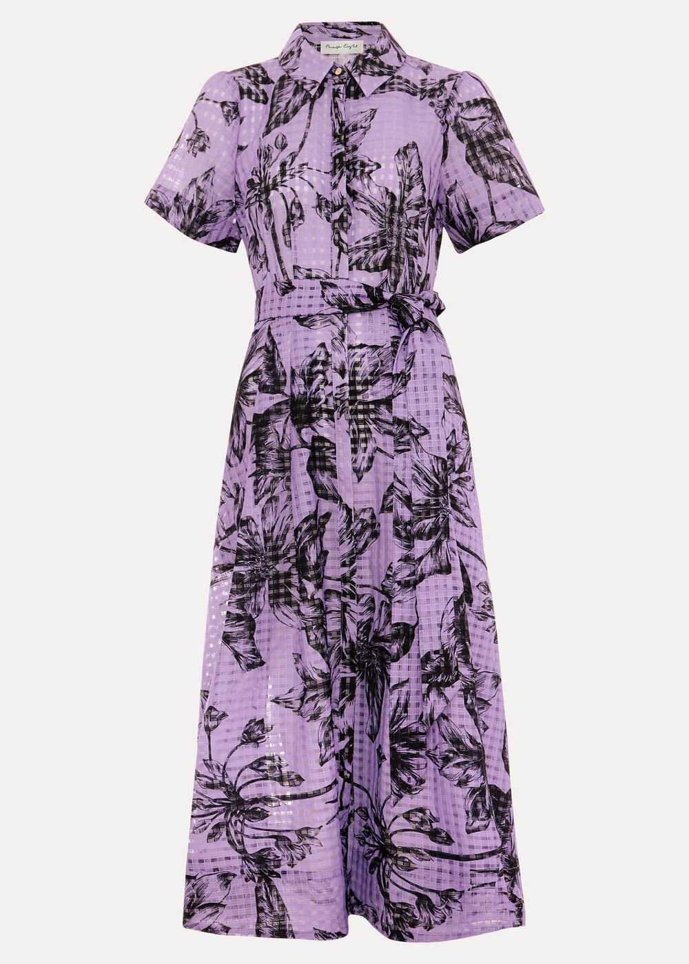 Natalie Lilac Floral Check Dress - Lilac