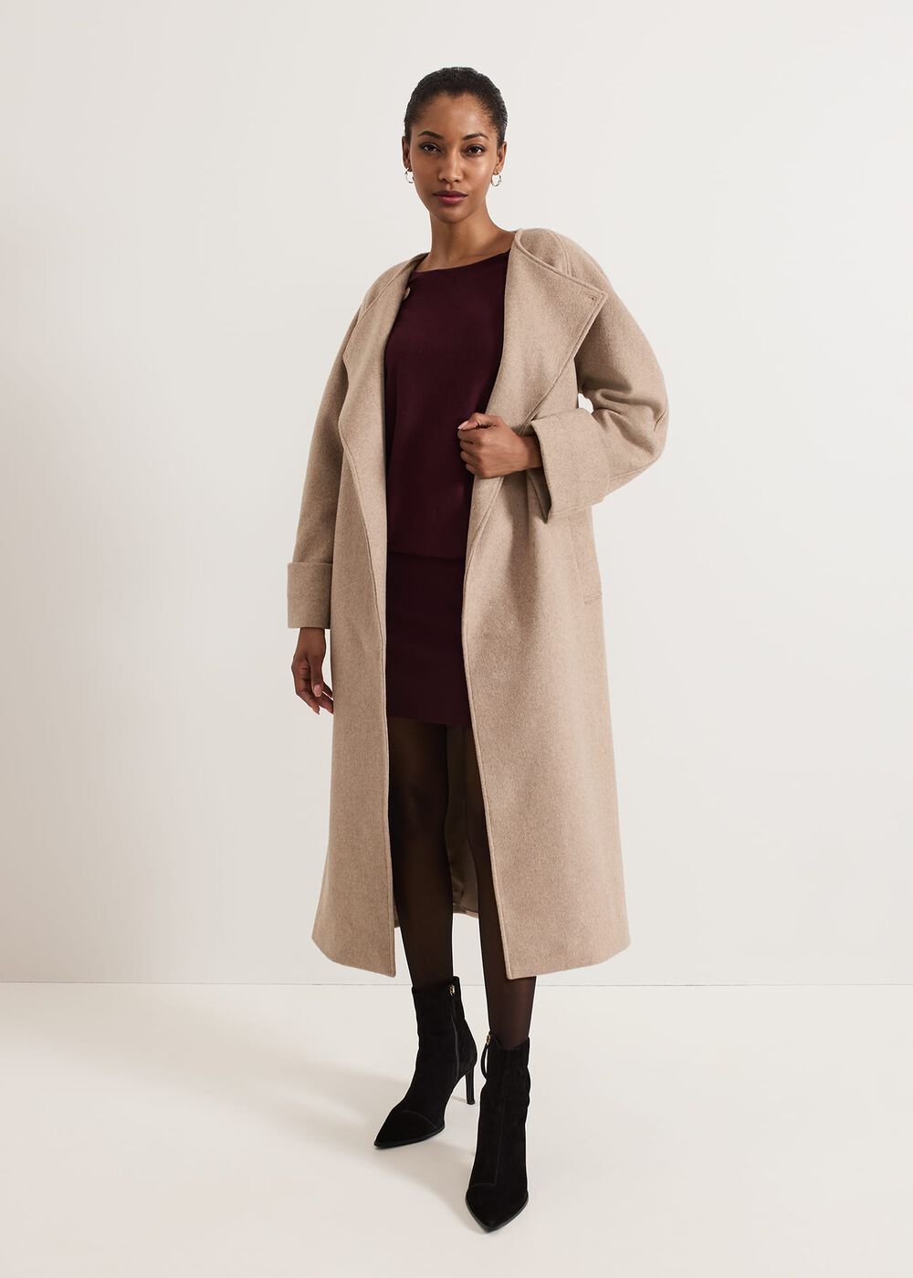 Becca Batwing Knitted Dress - Burgundy