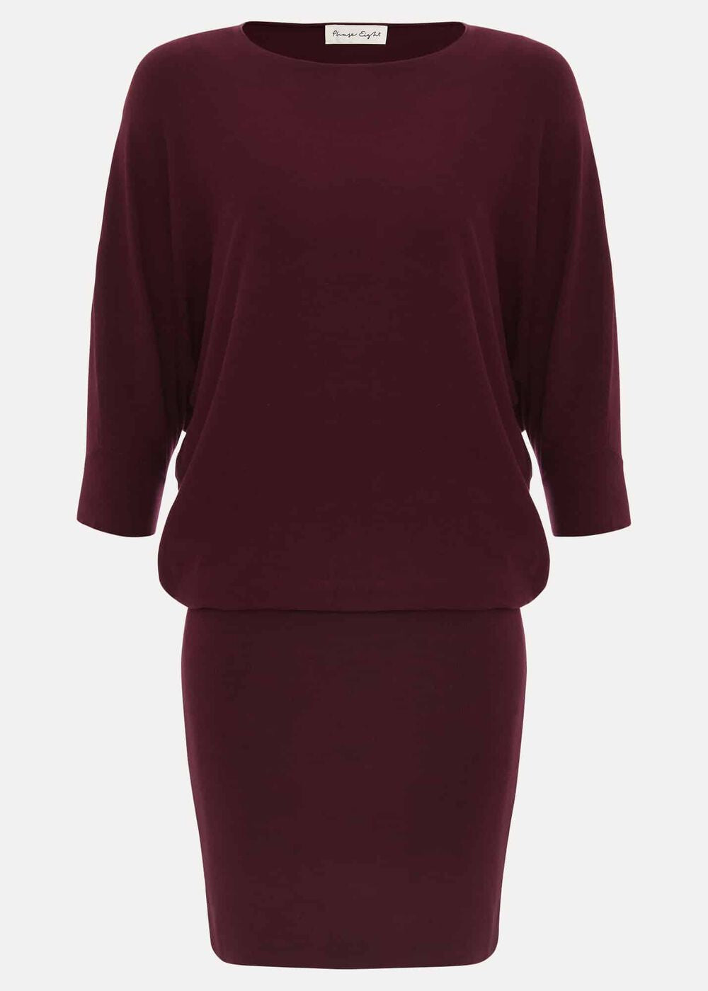 Becca Batwing Knitted Dress - Burgundy