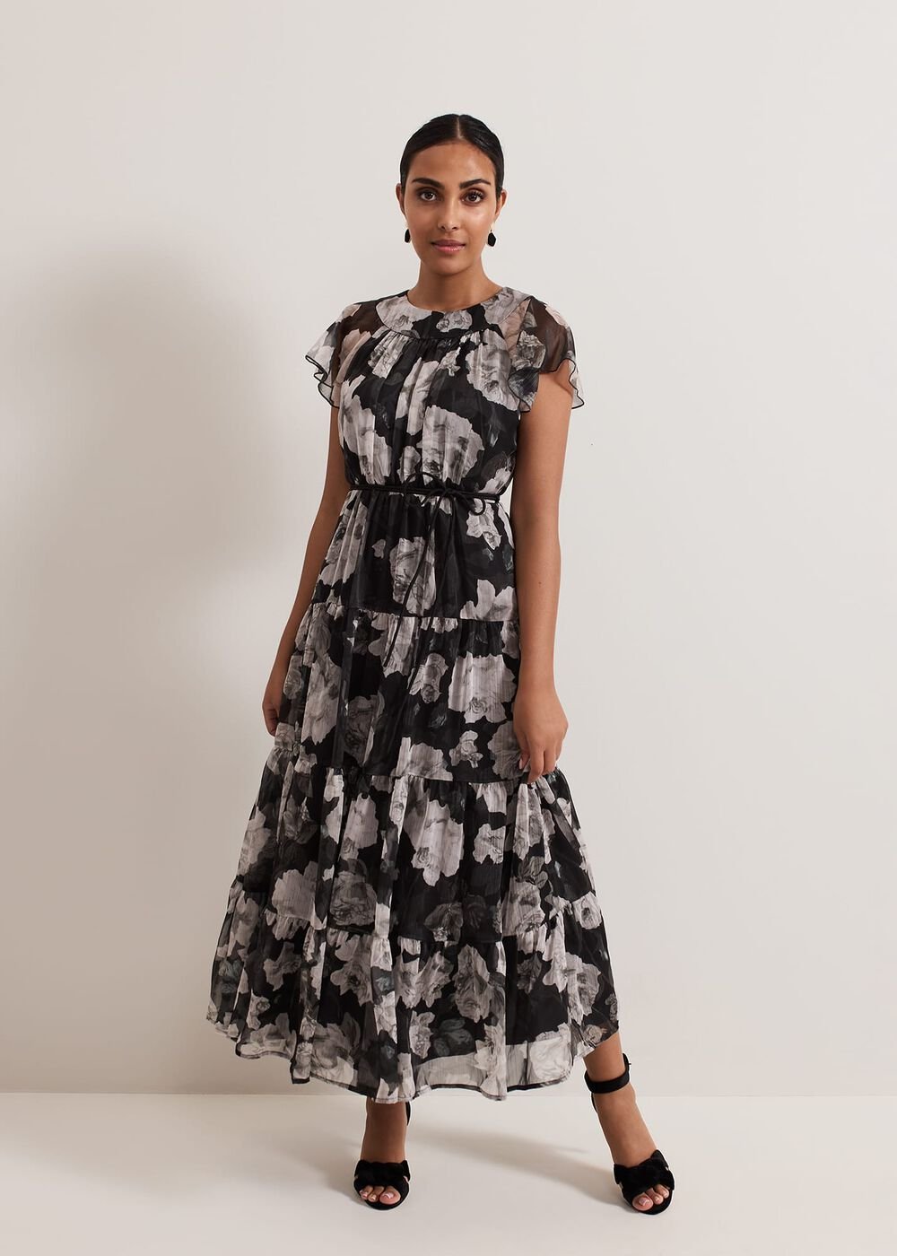 Petite Jordine Floral Print Midaxi Dress - Multi-Coloured
