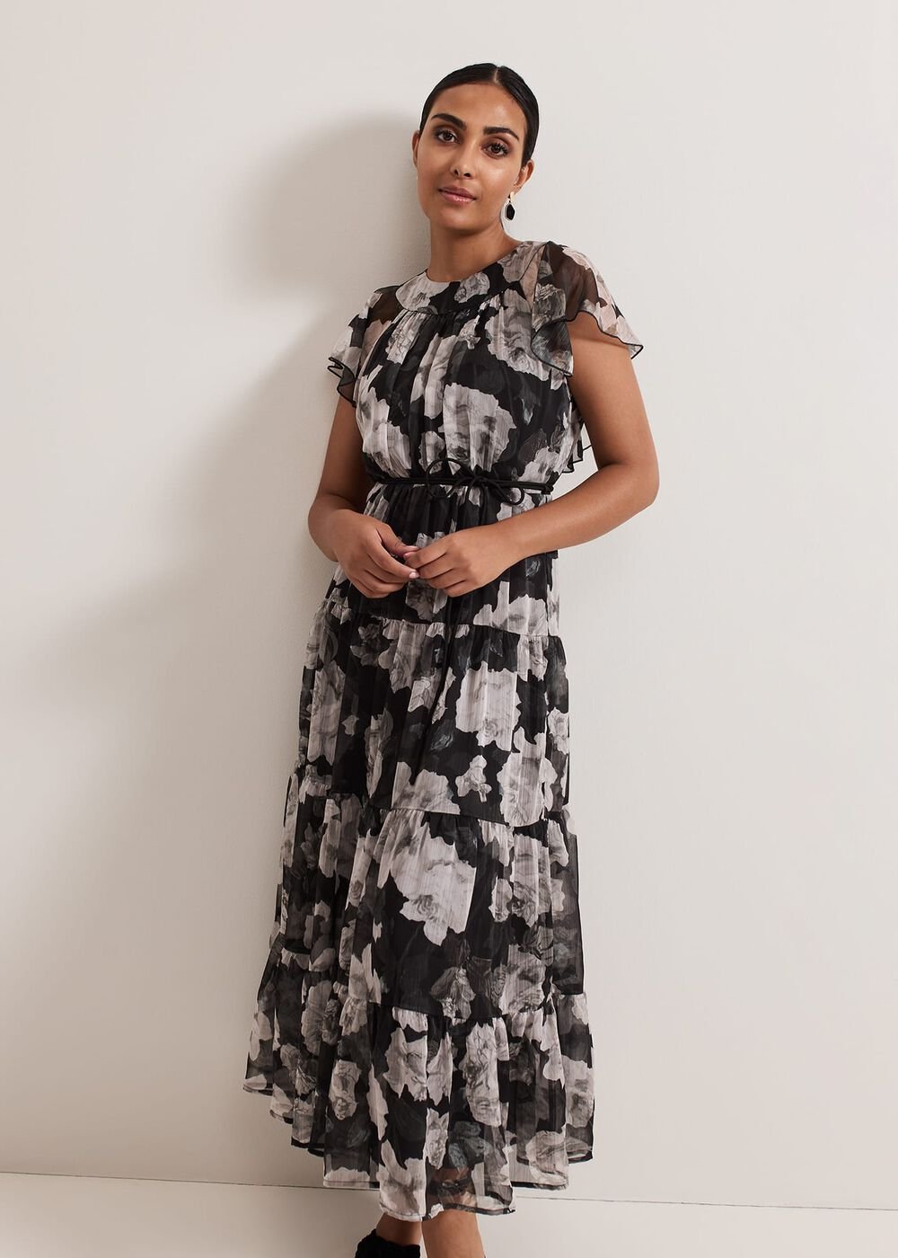 Petite Jordine Floral Print Midaxi Dress - Multi-Coloured