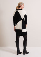 Hetty Ripple Colour Block Tunic - Black/Ivory