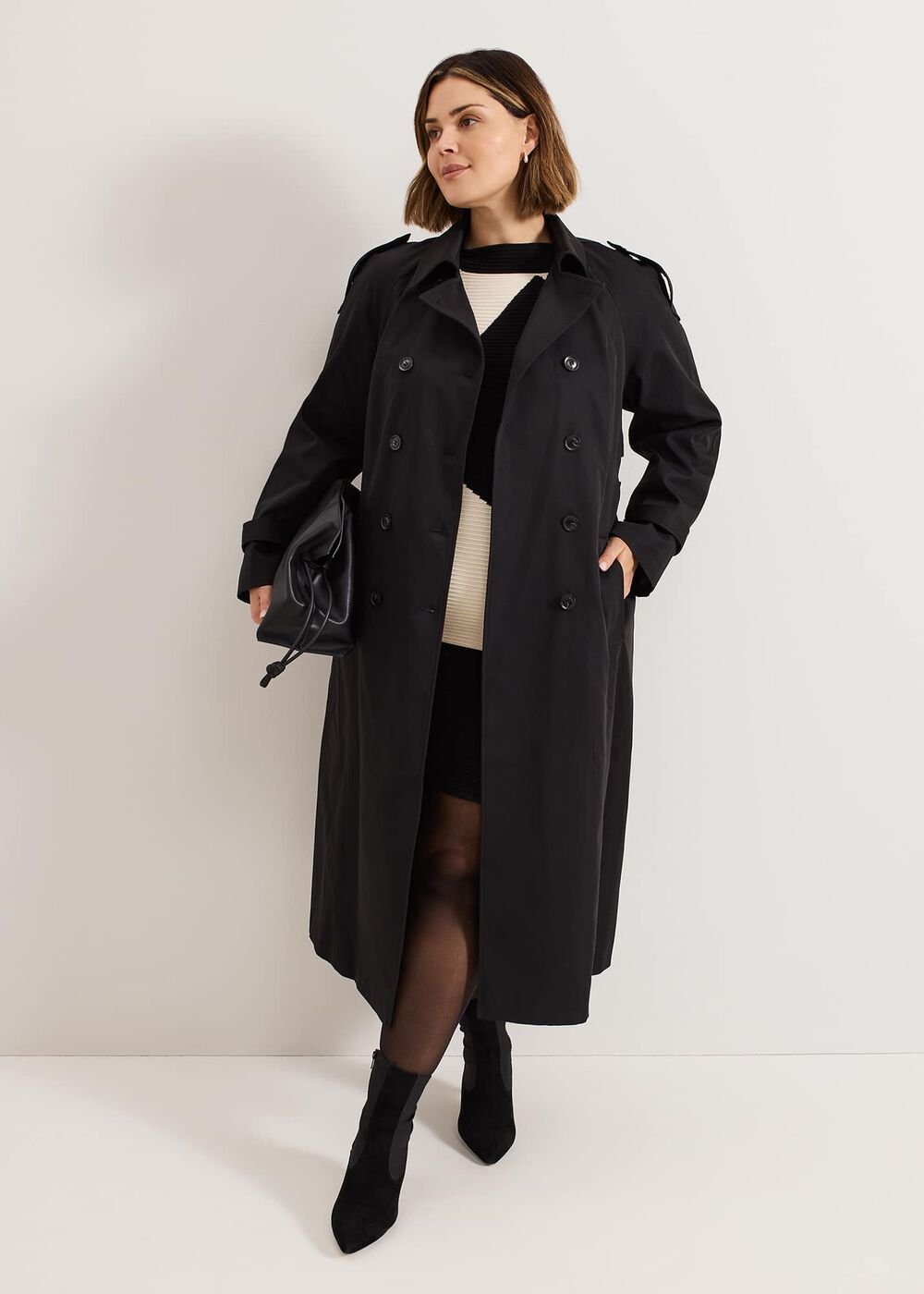 Hetty Ripple Colour Block Tunic - Black/Ivory