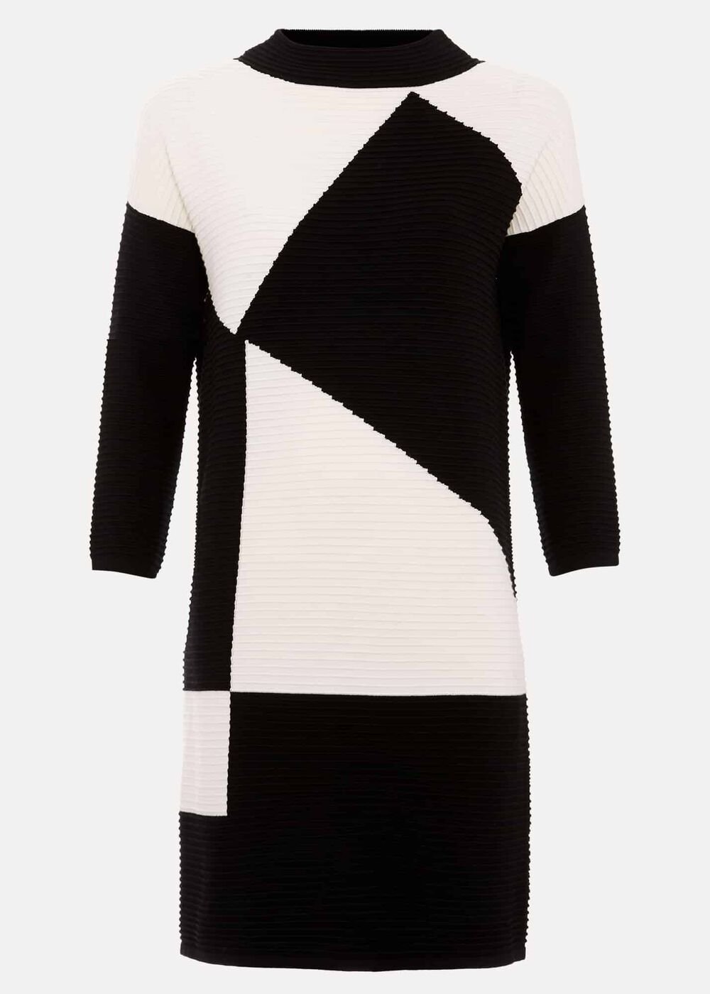 Hetty Ripple Colour Block Tunic - Black/Ivory