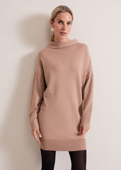 Skylar Funnel Neck Jumper Dress - Camel