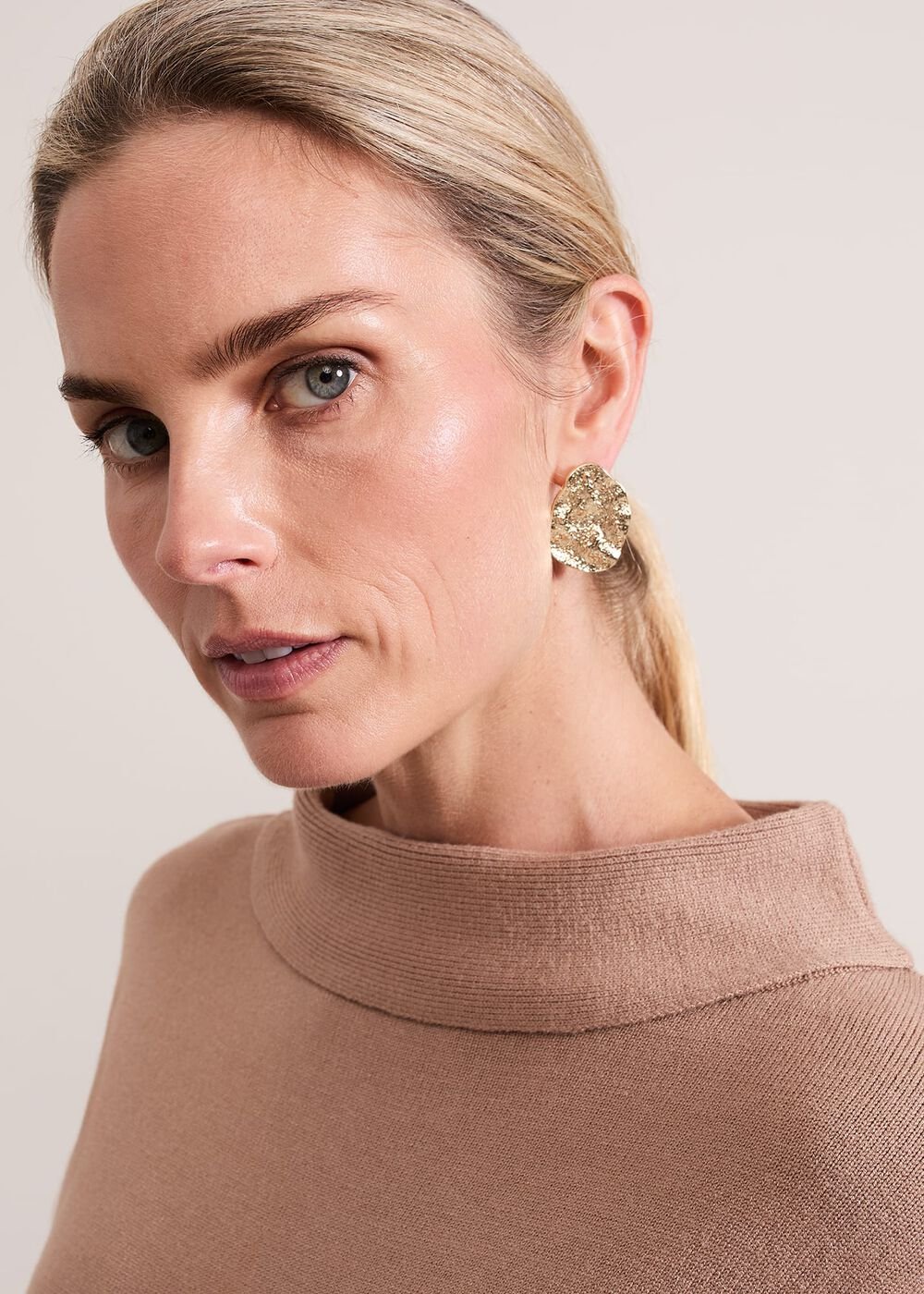 Skylar Funnel Neck Jumper Dress - Camel