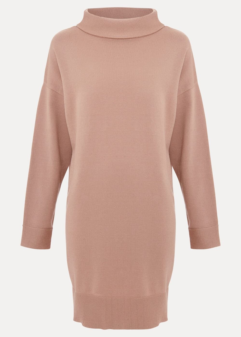 Skylar Funnel Neck Jumper Dress - Camel