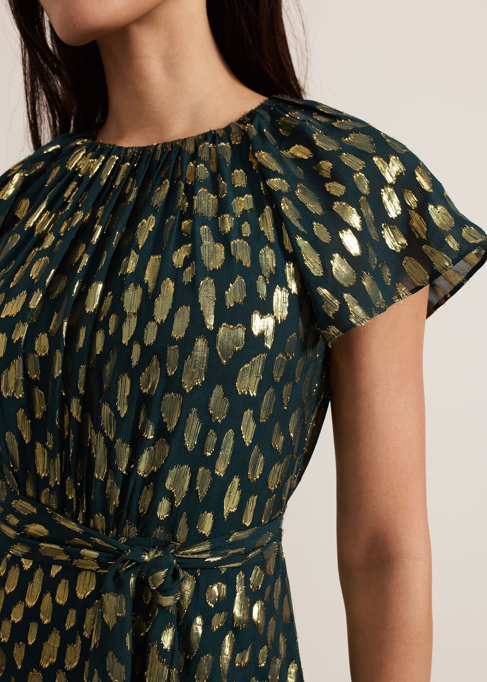 Lilani Shimmer Midi Dress - Green