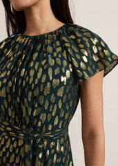Lilani Shimmer Midi Dress - Green