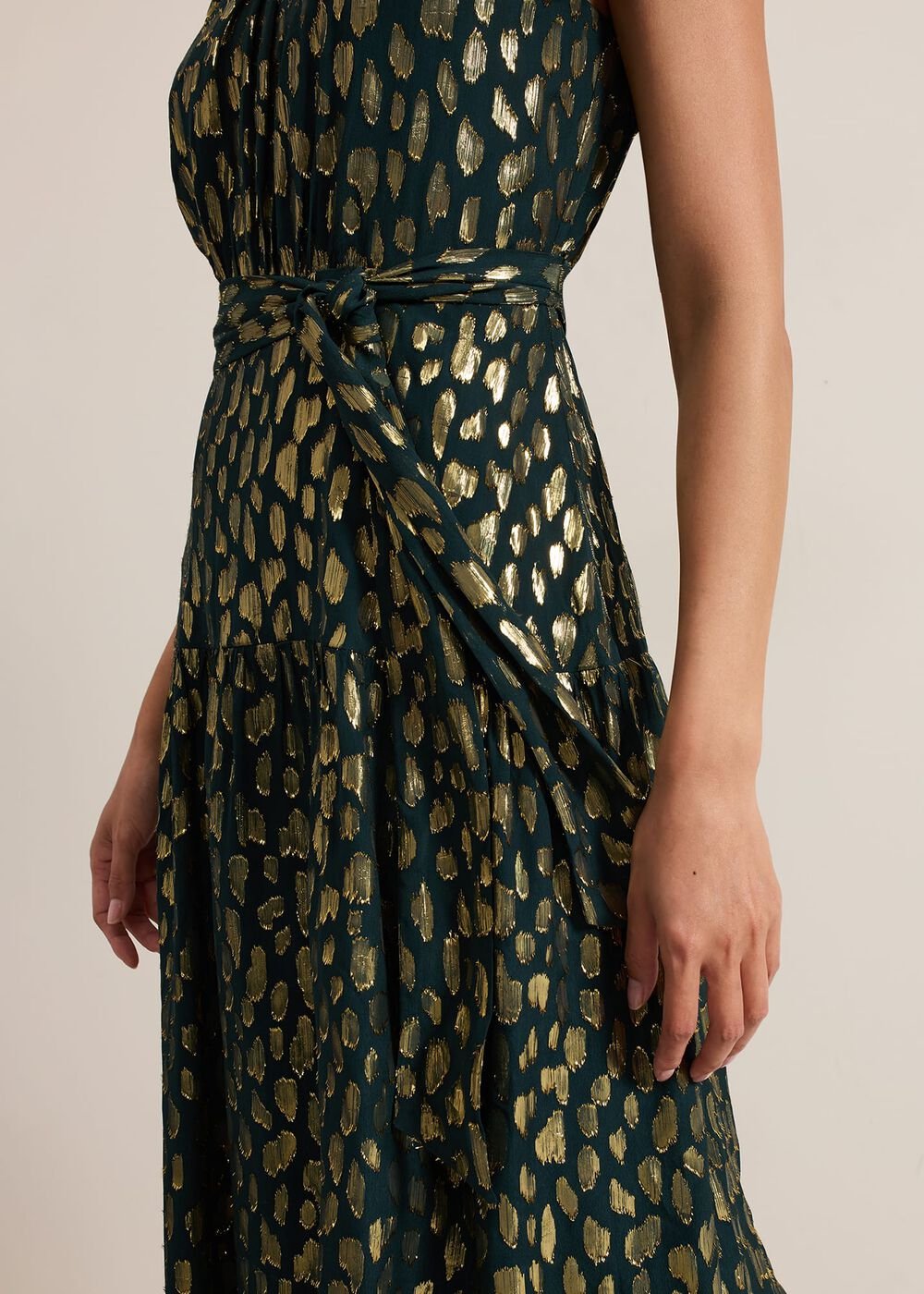 Lilani Shimmer Midi Dress - Green