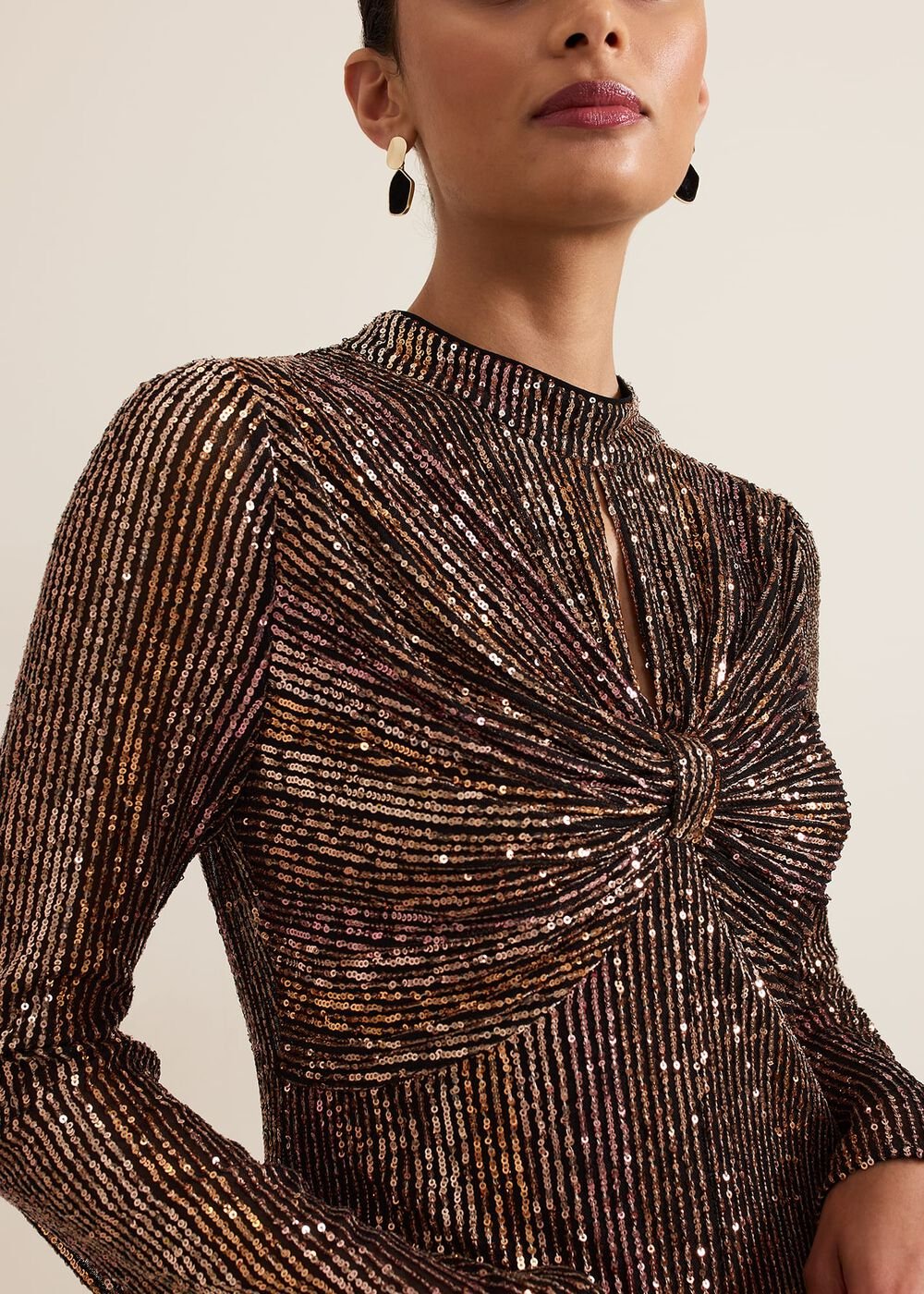 Renila Sequin Long Sleeved Maxi Dress - Multi-Coloured